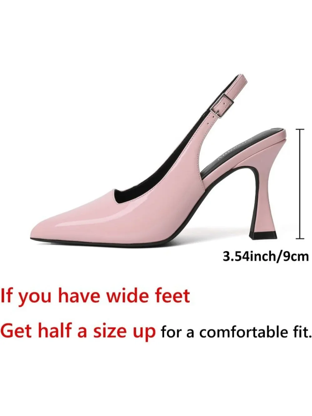Women's Pink Slingback Kitten Pump Closed Pointy Toe Chunky Heel Shoes
